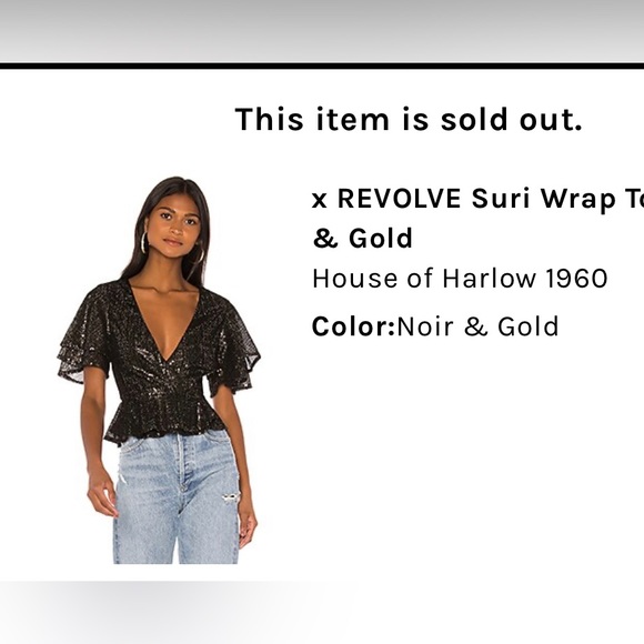 House of Harlow 1960 x Revolve Suri Sequin Wrap V-Neck Ruffle Sleeve Cropped Top - Picture 4 of 5